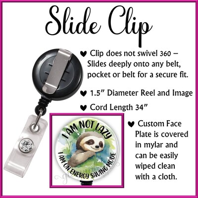 Funny Sloth Retractable Badge Holder, Cute Sloth Badge Reel, Animal Rescue Badge Holder, Funny Retractable Badge, Animal Badge Reel -GG6253J - image3